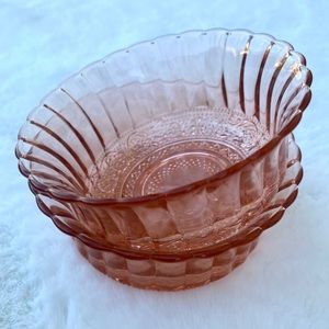Set of two Pink Glass Bowls